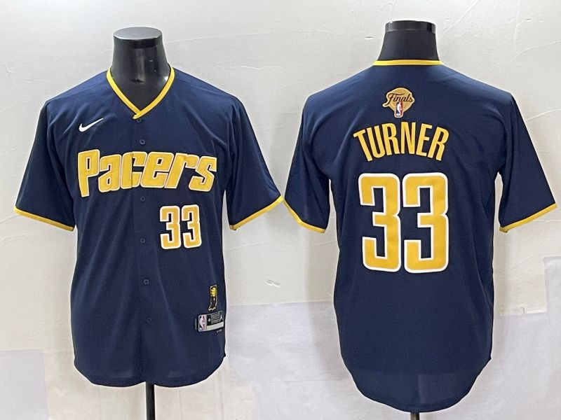 Men 2025 Indiana Pacers #33 Turner Blue Joint Name NBA Jersey style 21